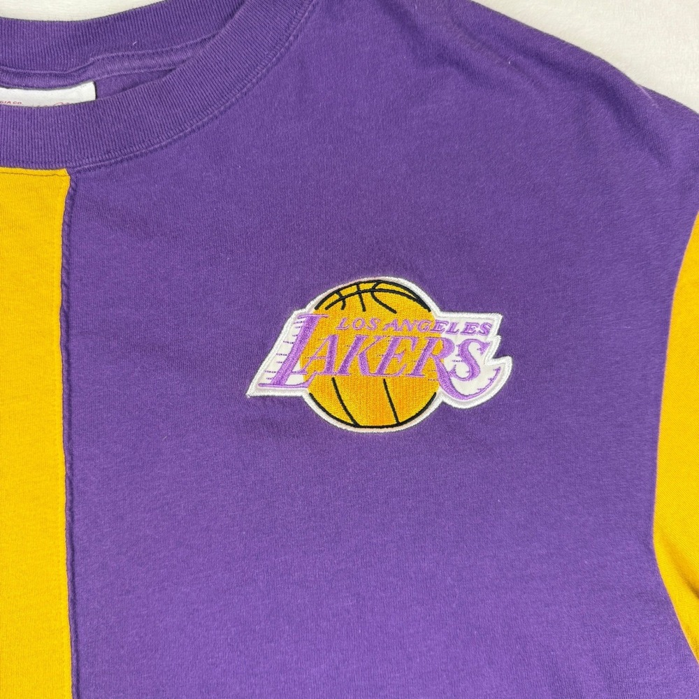 Mitchell & Ness Los Angeles Lakers NBA Colorblock Tee Mens Medium - Picture 2 of 8